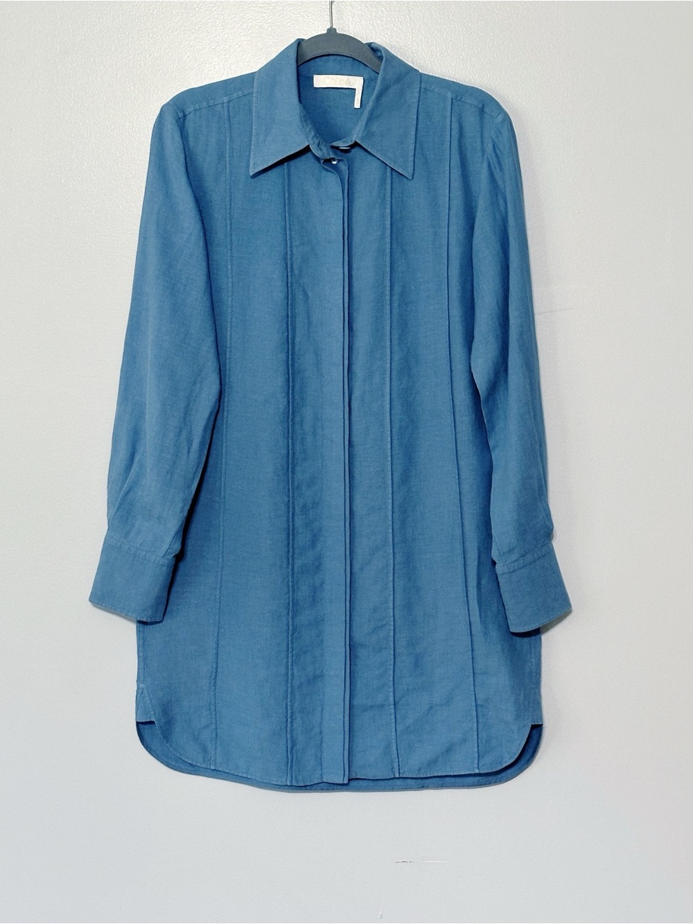 Chloe Linen Summer Shirt Dress in Pure Blue Size 38/6